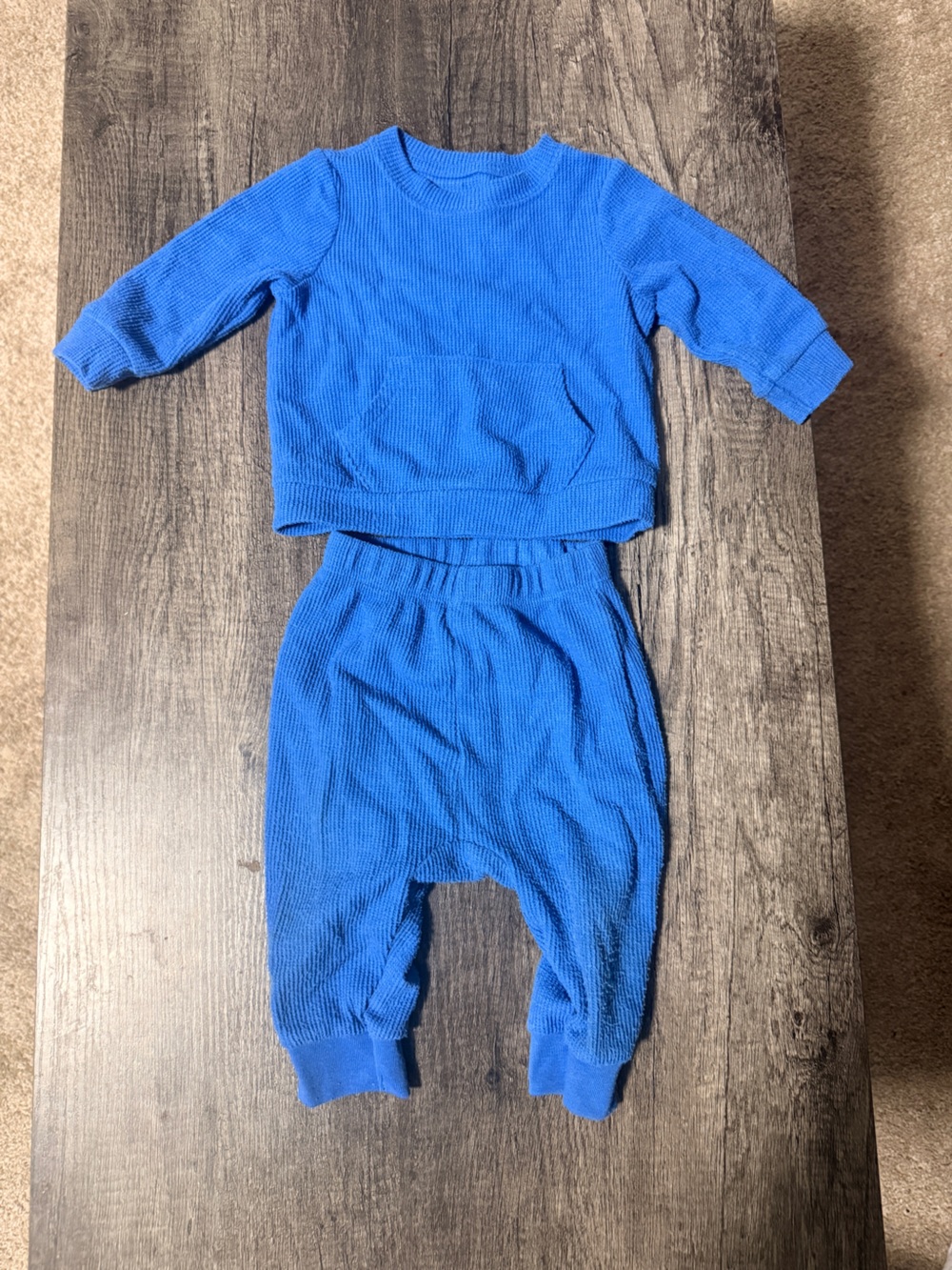 Kids Blue Thermal Lounge Top and Bottoms